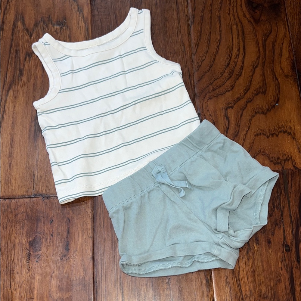 Colored Organics Cream and Gray Striped Set